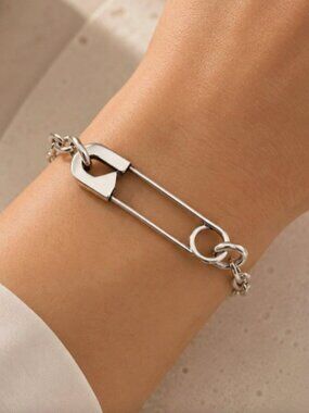 925 Sterling Silver Paperclip Bracelet Unique Vintage Silver Bracelet